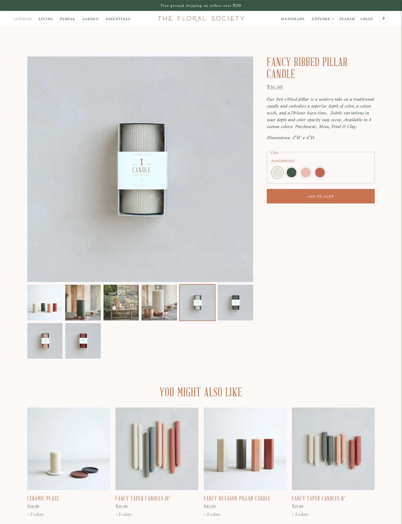 A Floral Society candle product page